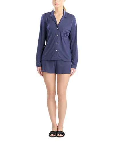 Natori Long Sleeve Boxer Pajama Set In Blue