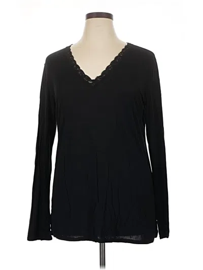 Pre-owned Natori Long Sleeve Top Black V-neck Tops