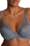 Natori Love Lace Back Smoothing Plunge T-shirt Bra In Blue