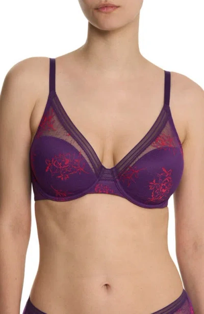 Natori Love Lace Back Smoothing Plunge T-shirt Bra In Purple