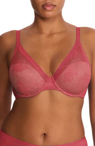 Natori Love Lace Back Smoothing Plunge T-shirt Bra In Pink