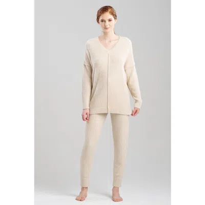 Natori Luna Mellow V-neck Top In Beige