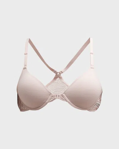 Natori Lush Lace-back Front-closure Contour Bra In Neutral