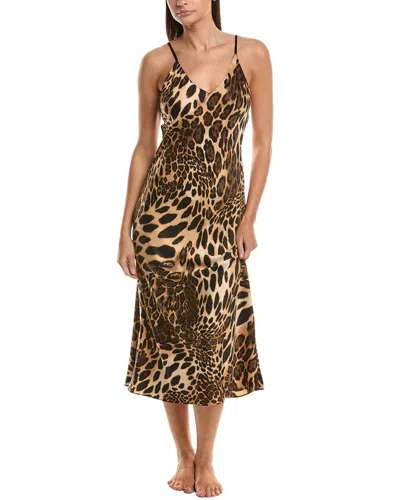 Natori Luxe Leopard Allover Printed Gown In Animal Print