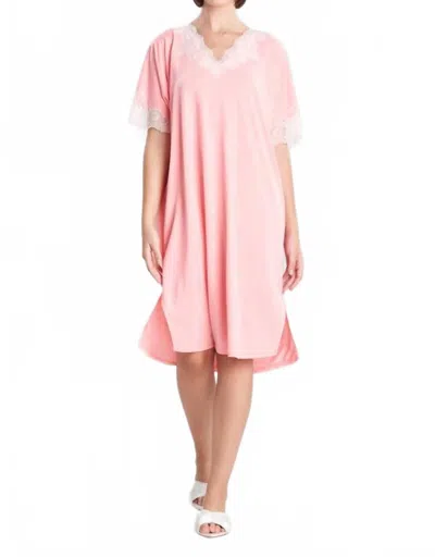 Natori Luxe Shangri-la Caftan In Bright Heather Coral In Pink