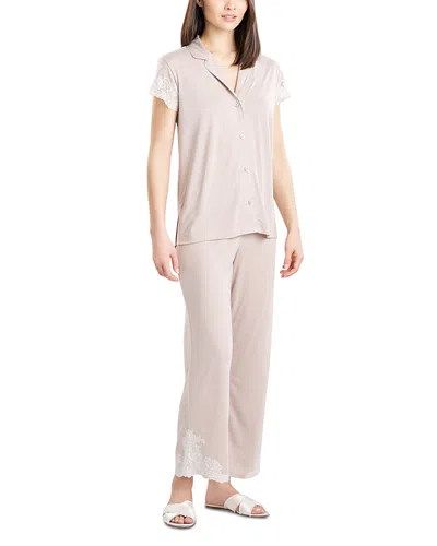 Natori Luxe Shangri-la Cropped Pj Set In Pink