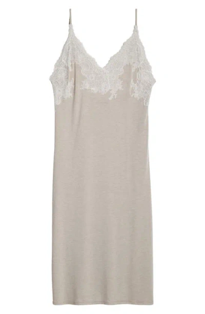 Natori Luxe Shangri-la Nightgown In Cashmere W/ Ivory