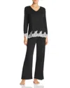 Natori Shangri La Luxe Lace-trim Pajama Set In Black