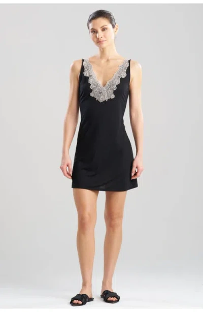 Natori Luxe Shangri La V Neck Chemise In Black