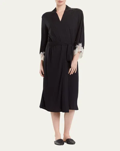 Natori Luxe Shangri-la Knit Robe In Black
