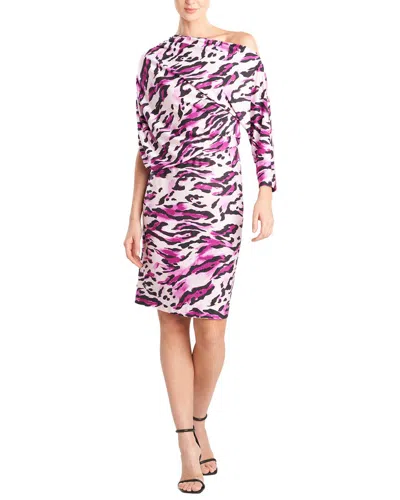 Natori Lynx Asymmetrical Drape Dress In Pink