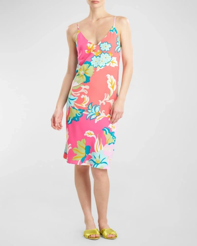 Natori Marbella Floral-print Chemise In Pinkgreen