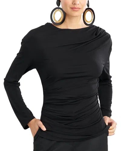 NATORI MATTE JERSEY ASYMMETRICAL DRAPE TOP