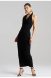 Natori Matte Jersey Halter Maxi Dress In Black