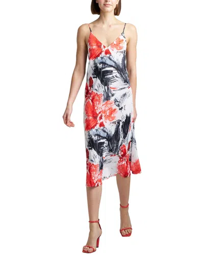 Natori Women's Floral-print V-neck Midi Slip Dress In Black,white