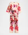 Natori Mizuki Floral-print Charmeuse Crop Pajama Set In Multi