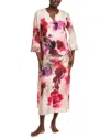 Natori Mizuki Floral-print Charmeuse Caftan In Pink
