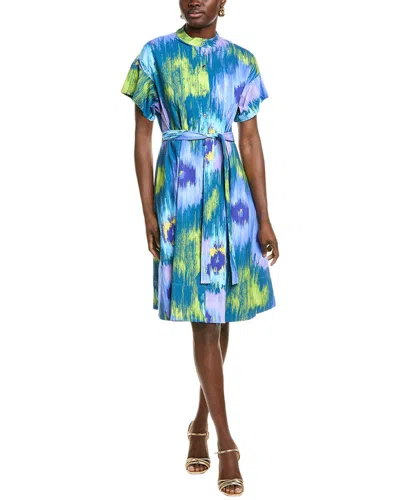 Natori Multi Floral Midi Dress In Blue