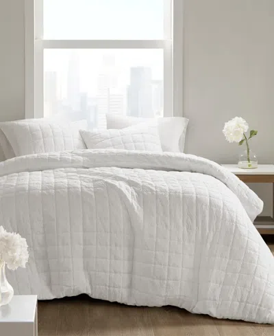 Natori N  Cocoon Quilt Top 3-pc. Duvet Cover Set, Full/queen In White