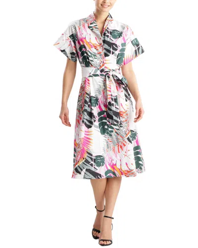 Natori N  Palms Poplin Shirtdress Shirt Dress In Multi