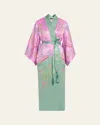Natori Nara Embroidered Colorblock Silk Robe In Multi