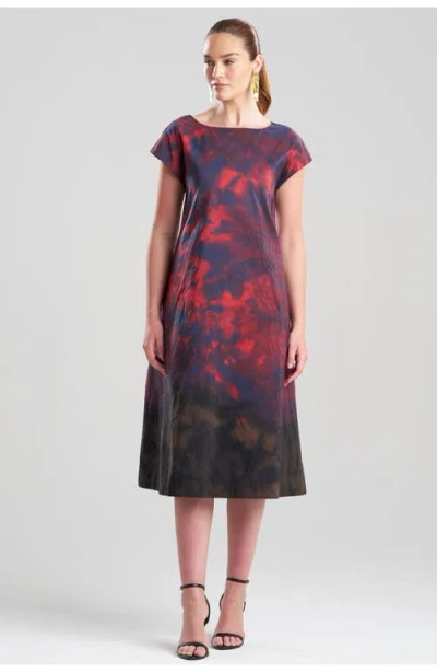Natori Niji Tie Dye Taffeta Trapeze Dress In Red