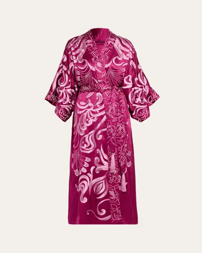 Natori Nouveau Couture Embroidered Robe In Purple