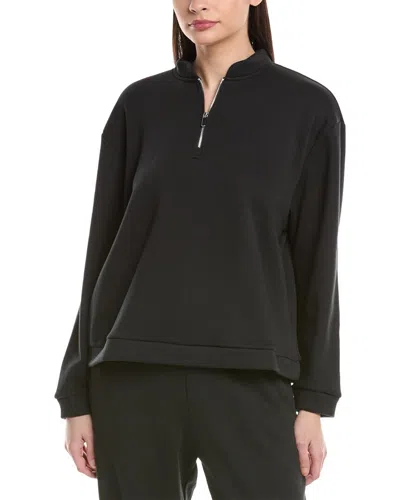 Natori Nova Cozy Brushed Knit Everywhere Zip-up Top In Black