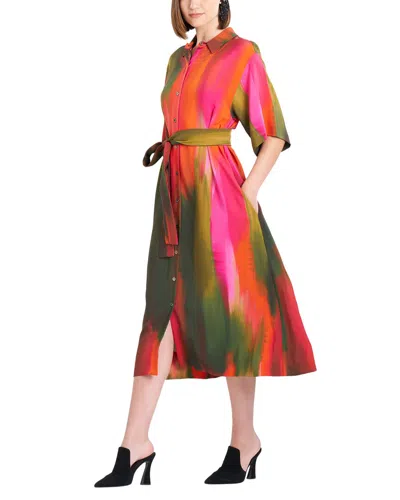 Natori Ombre A-line Belted Shirtdress In Multi