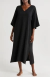 Natori V Neck Cotton Caftan In Black