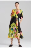 Natori Ophelia Kimona Wrap Dress In Black/multi