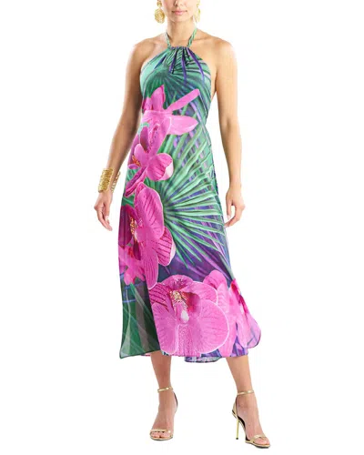 Natori Orchid Silk-blend Voile Halter Dress In Purple