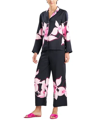 Natori 2pc Orchida Notch Pajama Set In Black
