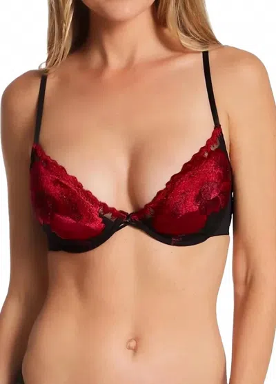 Natori Ous Bra In Black/strawberry In Burgundy