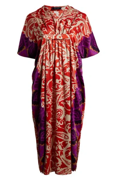 Natori Palace Satin Nightgown In Red Orange