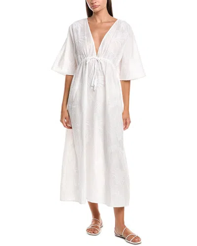 Natori Palm Caftan Dress In White