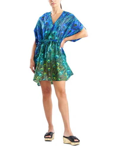 Natori Peacock Cotton Voile Short Caftan In Multi