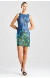 Natori Peacock Mesh Mini Dress In Blue