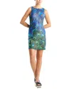 Natori Peacock Mesh Mini Dress In Teal
