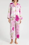 Natori Croisette Floral Matte Satin Pajamas In Pink Multi