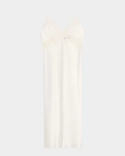 Natori Peony Glamour Lace-trim Nightgown In White