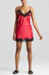 Natori Peony Glamour Lace Trim Satin Chemise In Multi