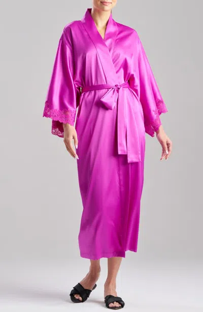 Natori Peony Glamour Satin Robe In Pink