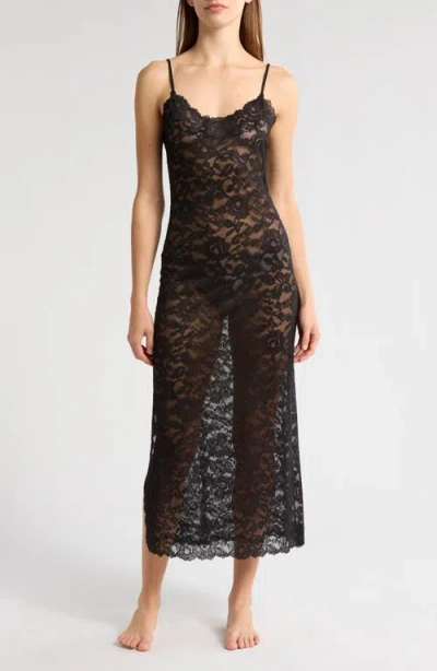 Natori Peony Lace Nightgown In Black