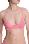 Natori Peony Lace Plunge Unlined Underwire Bra In Soft Flamingo