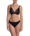 Natori Persuasion Stretch Lace Minimal Rear Coverage Thong In Black