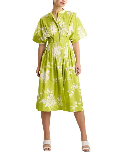 Natori Pleat Release Button Down Dress In Yellow