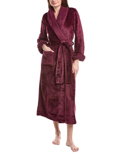 Natori Plush Sherpa Robe In Burgundy