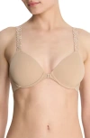 Natori Pure Luxe Covertible Front Close Underwire Bra In Cafe