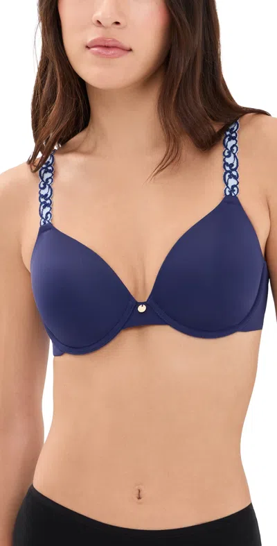 Natori Pure Luxe Custom Coverage Contour Underwire Bra Ink/blue Mist